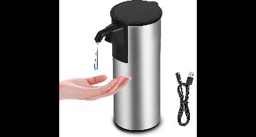 Boraboi® Automatische roestvrijstalen zeepdispenser met sensor en verstelbare dosering,Zilver,18,3*12*7 cm