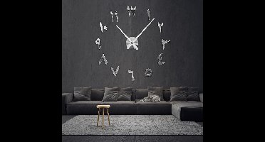 Grote DIY 3D Arabische Wandklok Modern Stil Mute Zelfklevend Voor Woonkamer