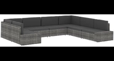 Loungebank Buiten – Loungeset Tuinbank – Buitenbank Modulaire Sofa – Allweather Bank Grijs – Weerbestendig Gevlochten Kunststof – Comfortabele Kussens Afneembaar