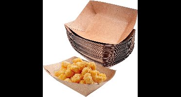 Cosensi - Kartonnen kommen voor fingerfood, 50 stuks, bio-coating, olie-waterbestendig, veilig en niet giftig, geschikt voor friet, snacks, macarons, curryworst en salade.