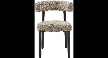 Vente-unique Set van 2 stoelen in getextureerde stof en zwart metaal - Beige en wit - SELORIN