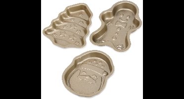 La Cucina - Bakvorm - 3 Stuks - Kerstmotieven - Staal