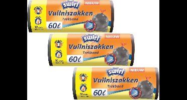 Swirl Vuilniszakken met Trekband 60 liter - 3 x 10 stuks - Voordeelverpakking