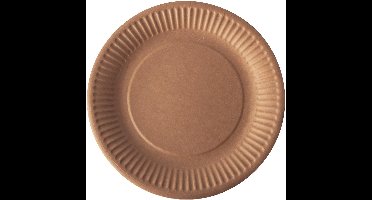 Bord pure, rond, bruin, diameter 19 cm, uit karton, pak van 20 stuks