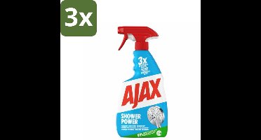 3 x Ajax – Spray – Shower Power – 750 ml - Badkamer Reiniger - Douche Reiniger - Kalkaanslag Verwijderen - Zeepresten Verwijderen - Badkamer Schoonmaken