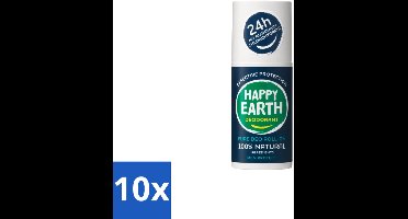 10 x Happy Earth – Deodorant Roll-On – 100% Natuurlijk Men Protect – 75 ml - Natuurlijke Deodorant - Mannen Deodorant - Roll-on Deodorant - Geurbeheersing - Huidvriendelijk Deodorant