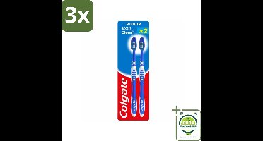 3 x Colgate - Tandenborstels - Extra Clean Duo - Medium - 2 borstels - Grootverpakking - Tandenborstel - Tandenpoetsen - Mondhygiëne - Frisse Adem - Tandenborstel Duo