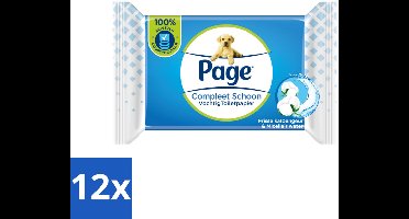12 x Page – Vochtig Toiletpapier – Navulling – 38 doekjes - Toiletpapier Navulling - Plasticvrij Toiletpapier - Biologisch Afbreekbaar - Micellair Water - Huidvriendelijk