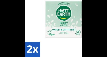 2 x Happy Earth – Wash & Bath Bar – 100% Natuurlijk Baby & Kids – 50 g - Baby Wasbar - Kind Badbar - Natuurlijke Wasbar - Zeepvrije Wasbar - Mild Wasbar