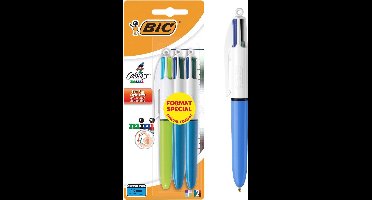 BIC 4 colours mini ballpoint pen, retractable middle tip (1 mm) – classic and fantastic colours assorted – pack of 3 blisters