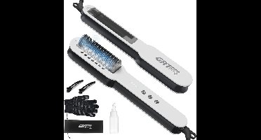 Hair Straightener, Brush, Hydro-ionic Ceramic Straightening Brush, Straightening Brush and Straightener, 2-in-1, PTC Ceramic Hot Anti-scald, Hydro-ionic Emitter, 3 Temperature Settings
