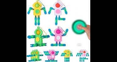 12 Stuks Lichtgevende Robot Fidget Speelgoed - Verstelbare Sensorische Vingerketting voor Kinderen en Volwassenen