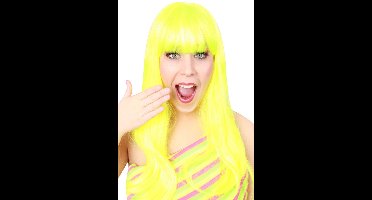 Pruik Trendy Valley lang Fluorgeel