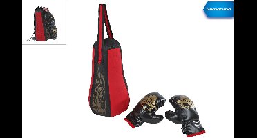 Gametime bokszak met bokshandschoenen in opbergnet 40cm.