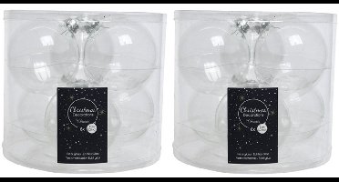 Decoris kerstballen - 12x st - transparant parelmoer - D8 cm - glas - kerstversiering