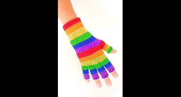 Vingerloze handschoen regenboog gestreept