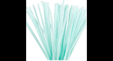 Chenille, L: 30 cm, dikte 6 mm, licht turquoise, 50 stuk/ 1 doos