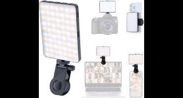 LED-selfielamp met clip - 72 LED draagbare videocameralamp 3000-9900K Geschikt voor TikTok Vlog-conferentie, Smartphones, Tablets, Laptops, Make-up - Social Media En Meer - Cyslmuk®