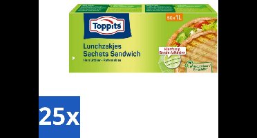 Toppits – Lunchzakjes – Hersluitbaar – 1 Liter – 50 Zakjes - Bulkverpakking - 25 stuks
