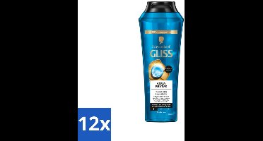 Gliss - Shampoo - Aqua Revive - Voor Hydraterend en Fris Haar - 250 ml - Voordeelverpakking - 12 stuks