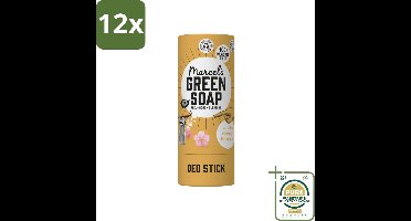 Marcel's Green Soap - Deodorant Stick - Vanille & Kersenbloesem - Langdurige frisheid - 40 gr - Voordeelverpakking - 12 stuks - Biologische deodorant - Vegan deodorant