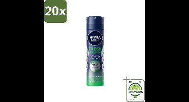 20 x NIVEA MEN - Deodorant Spray - Fresh Sensation - 150 ml - Grootverpakking - Anti-transpirant Spray - Zweetgeur Bestrijding - Frisse Geur - Huidvriendelijk - 72 Uur Bescherming