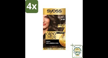 SYOSS - Oleo Intense 5-10 - Haarverf - Permanente Haarkleuring - Cool Bruin - Langdurige Kleur - Voordeelverpakking - 4 stuks - Koele bruine haarkleur - Haarkleuring zonder ammoniak