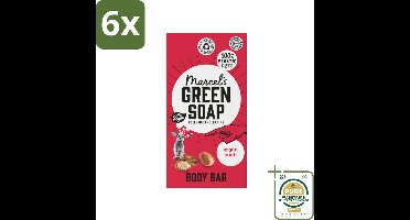 Marcel's Green Soap - Body Bar - Argan & Oudh - Verzorgend & zacht - 150 gr - Voordeelverpakking - 6 stuks - Biologische zeep - Argan Olie