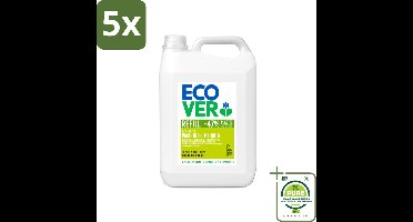 5 x Ecover - Afwasmiddel - Citroen & Aloë Vera - 5 liter - Grootverpakking - Afwasmiddel - Citroen - Aloë Vera - Biologisch Afbreekbaar - Plantaardige Ingrediënten