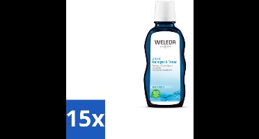15 x WELEDA - Reiniger & Toner 2‑in‑1 - 100 ml - Gezichtsreiniger - Gezichtsverzorging - 2-in-1 - Natuurlijke Reiniger - Huidverzorging