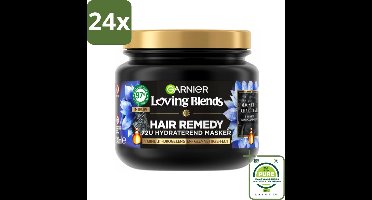 Garnier - Loving Blends Magnetic Charcoal - Haarmasker - Droge Lengtes - 340 ml - Voordeelverpakking - 24 stuks - Haar masker - Droge haren