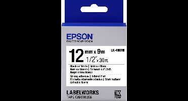 Epson Strong Adhesive Tape - LK-4WBW Strng adh Blk/Wht 12/9