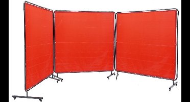 Lasbeschermingsscherm – Lasgordijn – Laskap – Lasafscherming – Laswand – Mobiel met 3 Panelen – Brandwerend Vinyl – 12 Zwenkwielen met Rem