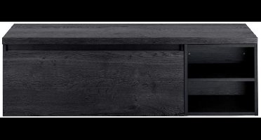 Frozen Badmeubelset 140 cm - Greeplijst in Kleur - Wastafel Regaalkast met Bovenblad Black Oak