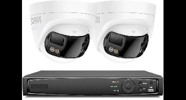 Beveiligingssysteem – Camerasysteem – CCTV – Videobewaking – Surveillance – 2 Camera’s 8MP 4K Ultra HD – 180° Panoramisch Uitzicht – 2TB Opslag – AI Mensdetectie