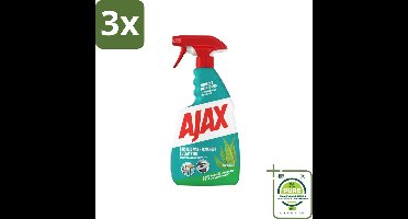 3 x Ajax Spray Eucalyptus 750 ml - Grootverpakking - Schoonmaak Spray - Eucalyptus Reiniger - Allesreiniger - Krachtige Reiniger - Multi-purpose Spray