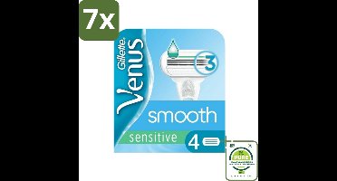 7 x Gillette - Venus Smooth - Sensitive - Zachte scheerbeurt - 4 Navulscheermesjes - Grootverpakking - Scheermesjes Voor Vrouwen - Scheermesjes Gevoelige Huid - Gladde Huid - Venus Scheermesjes - Gillette Venus