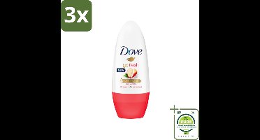 3 x Dove - Deodorant - Roller Go Fresh Apple & White Tea - Verfrissend en verzorgend - 50 ml - Grootverpakking - Dove Deodorant - Roll-on Deodorant - Antitranspirant - Appelgeur - Witte Thee Geur