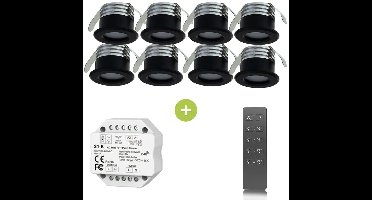Bundel | LED Veranda inbouwspot | Ø31mm | 1.5 W | Dimbaar - Zwart | 8 Stuks | 3000K - Warm wit (830)
