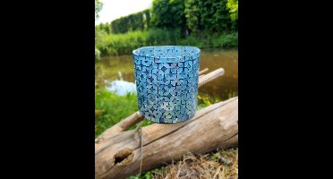 Mica Decorations  2STUKS , Windlicht blauw H15,5 x D15,5cm