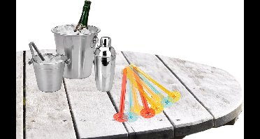 Excellent Houseware Barset - ijsblokjes houder/koelemmer/cocktailshaker 500 ml met 8x stampers