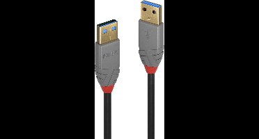 LINDY USB-kabel USB 3.2 Gen1 (USB 3.0 / USB 3.1 Gen1) USB-A stekker, USB-A stekker 0.50 m Zwart 36750
