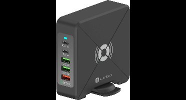 Luxebass USB Hub | 5-in-1 Bureau 75 Watt Oplader Oplaadstation met Draadloos opladen | Quickcharge & Wireless Charging & USB-C | PD-75W