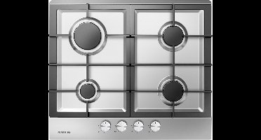 Inventum IKG6023GRVS Inbouw Gaskookplaat met 4 Branders Zwart/RVS