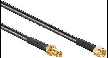 RP-SMA (m) - RP-SMA (v) verlengkabel - LMR195/RF195 - 50 Ohm / zwart - 5 meter