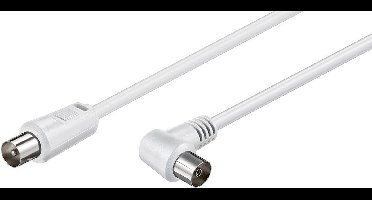 IEC (m) recht - IEC (v) haaks coaxkabel - wit - 2,5 meter