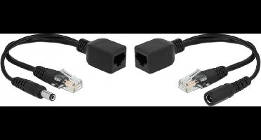 Passieve Power over Ethernet (PoE) adapter kit - RJ45 + DC 5,5 x 2,1 mm / zwart - 0,20 meter