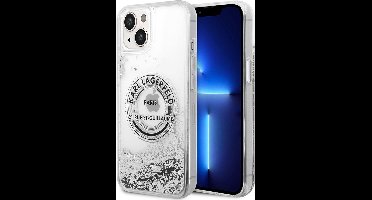 iPhone 14 Plus Backcase hoesje - Karl Lagerfeld - Effen Zilver - Silicone