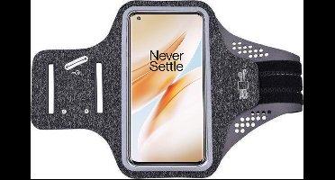 Hoesje Geschikt voor Oneplus 8 pro hardloop telefoonhouder – armband - sportband - van stof - Zwart