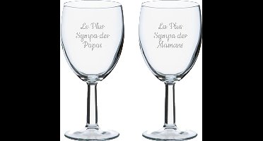 Wijnglas gegraveerd - 24,5cl - Le Plus Sympa des Papas & La Plus Sympa des Mamans
